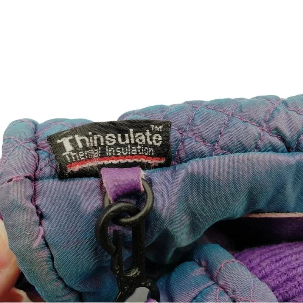 Vintage Thinsulate Quilted‎ Mittens Iridescent Purple Kids Winter Youth Sz 2-4